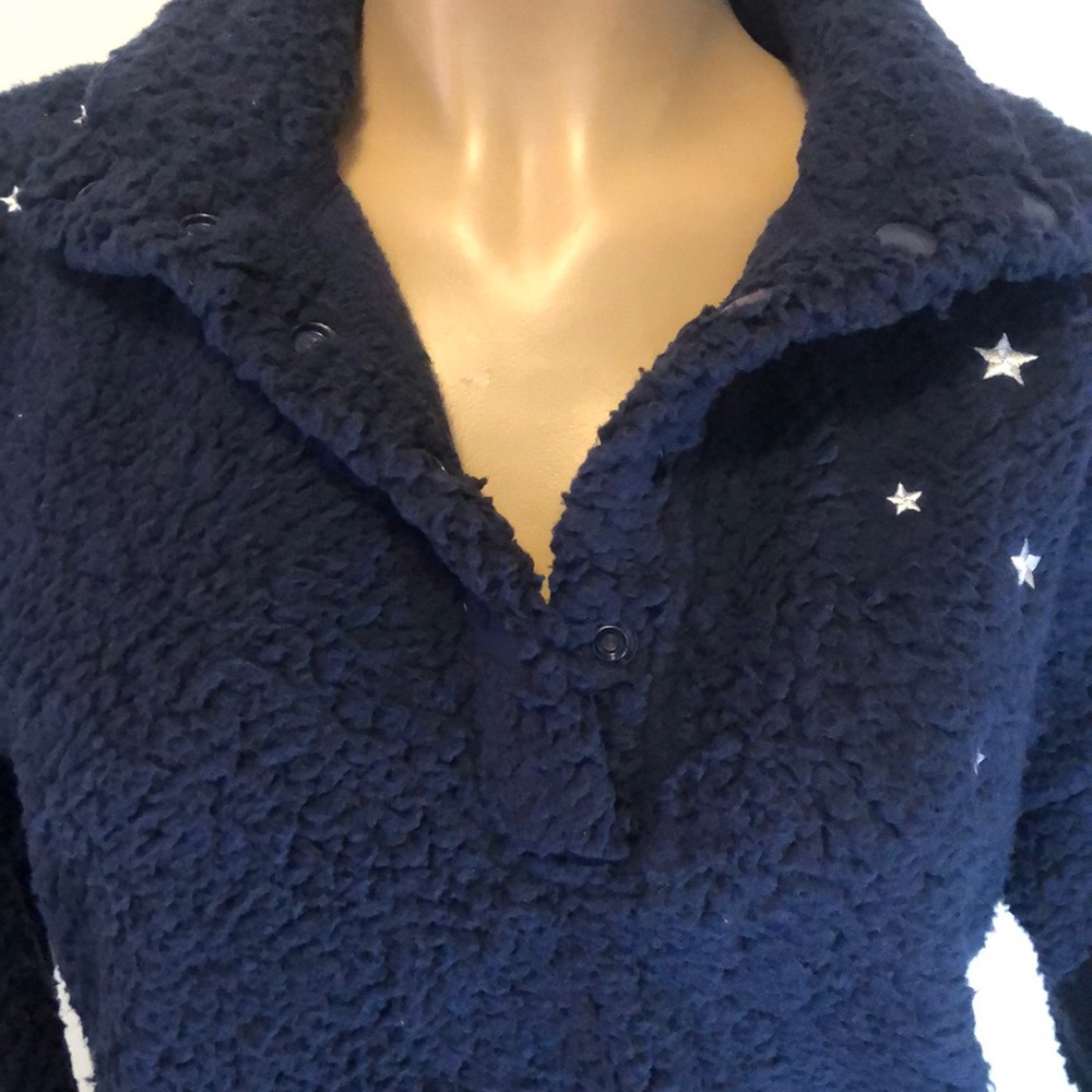 Lovely JENNI  blue Sherpa Pullover size M” jacket
